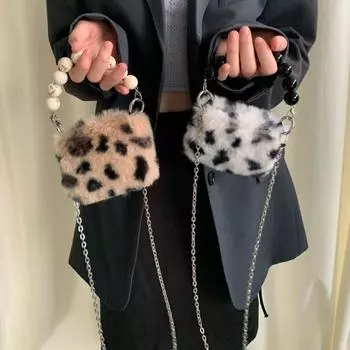 Осенне-зимняя акриловая плюшевая сумка-мини-сумка для помады, симпатичная сумка-мессенджер в тон верблюд