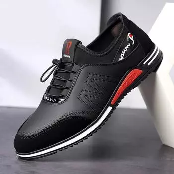 Осенне-зимняя эластичная мужская кожаная обувь, повседневная обувь, деловая мужская обувь с мягкой подошвой, спортивная обувь с резинкой 41