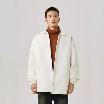 Осенне-зимняя американская ретро-куртка из крокодиловой кожи с лацканами, повседневное свободное пальто S белый