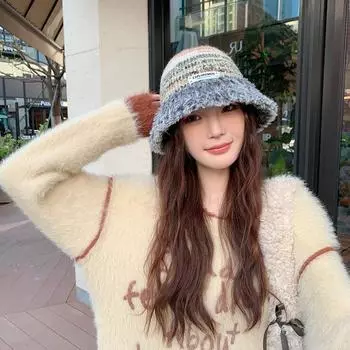 Осенне-зимняя бархатная допаминовая плюшевая шапка-ведро для женщин, модная маленькая повседневная защита ушей, теплая шляпа-ведро хаки