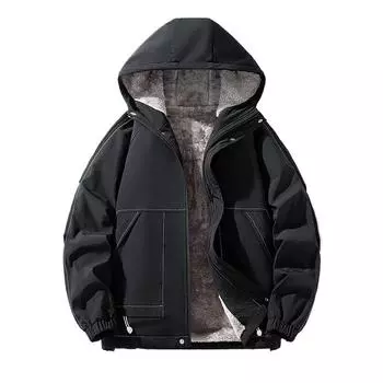Осенне-зимняя бархатная куртка большого размера для мужчин с капюшоном, хлопковая утолщенная теплая одежда для активного отдыха в горах M