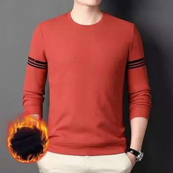 Осенне-зимняя бархатная мужская новая молодежная толстовка, модная футболка с длинными рукавами и круглым вырезом M