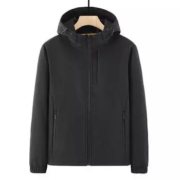 Осенне-зимняя бархатная однослойная куртка-штурмовик Soft Shell для мужчин, ветрозащитная и водонепроницаемая мужская куртка, толстый верх M дубильная кора