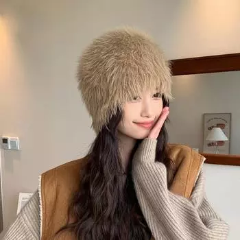 Осенне-зимняя бархатная шапка женская уличная утепленная защитная шапка для ушей вязаная шапка хаки