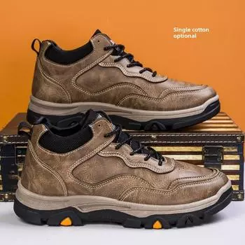 Осенне-зимняя бархатная теплая модная универсальная кожаная обувь мужская удобная повседневная обувь 39 чёрный