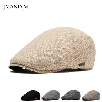 Осенне-зимняя бархатная термо-берет мужская вязаная шапка повседневная шляпа британский газетчик Adjustable хаки