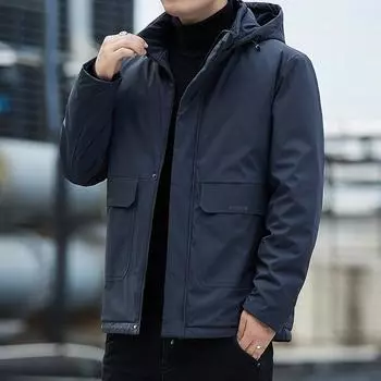 Осенне-зимняя бархатная утолщенная хлопковая куртка с капюшоном, мужская теплая куртка с хлопковой подкладкой M