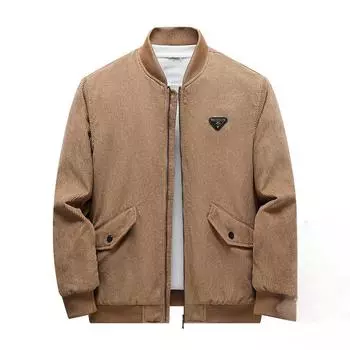 Осенне-зимняя бархатная утолщенная хлопковая подкладка мужская одежда среднего возраста свободная повседневная куртка для активного отдыха с несколькими карманами из вельвета мужская M хаки