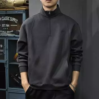 Осенне-зимняя бархатная внутренняя рубашка поло, мужской тяжелый полированный вышитый свитер, осенняя американская свободная повседневная куртка M чёрный