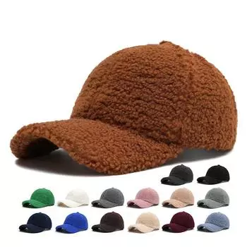 Осенне-зимняя бейсбольная кепка для мужчин и женщин, однотонная кепка из овечьей шерсти, теплая кепка для отдыха на природе темно-синий