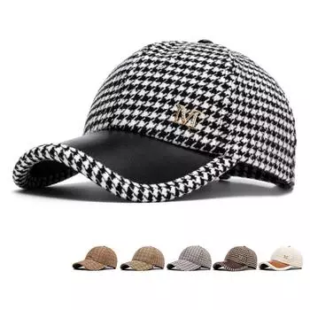 Осенне-зимняя бейсболка с рисунком «гусиная лапка» для мужчин и женщин, теплая кепка, шляпа от солнца белый