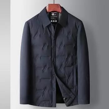 Осенне-зимняя белая утиная пуховая куртка для людей среднего возраста и молодежи, теплая рубашка, повседневная легкая мужская куртка-пуховик 170 чёрный