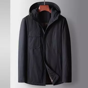 Осенне-зимняя белая утиная пуховая куртка с капюшоном, теплая для среднего и молодого возраста, модная городская куртка для отдыха 170 хаки