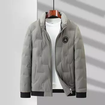 Осенне-зимняя белая утиная пуховая куртка с воротником-стойкой для среднего и молодого возраста, деловая, повседневная, теплая, короткая 170 чёрный