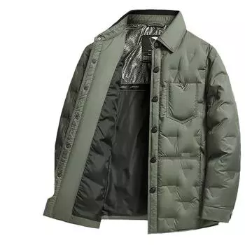 Осенне-зимняя белая утиная пуховая рубашка, молодежная деловая теплая легкая куртка для холодной погоды 170 чёрный