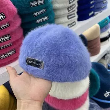 Осенне-зимняя беретная шапка с металлической биркой в стиле ретро, бархатная шляпа-берет, теплая, простая, модная, повседневная, универсальная чёрный