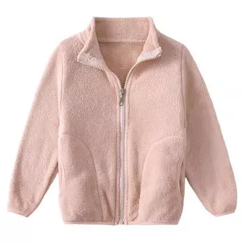 Осенне-зимняя детская флисовая куртка для маленьких мальчиков и девочек, коралловая верхняя одежда, пальто, плюшевые теплые куртки и пальто, наряды 90 розовый