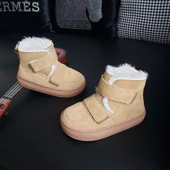 Осенне-зимняя детская обувь с высоким берцем Детские ботинки Повседневная обувь для мальчиков и девочек Теплые зимние ботинки из коровьей кожи с хлопковой подкладкой 41 Adults