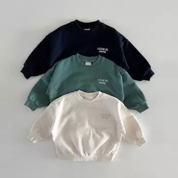 Осенне-зимняя детская толстовка для мальчиков и девочек с длинным рукавом и принтом букв, повседневный свободный пуловер для малышей, верхняя одежда для детей 130cm зелёный