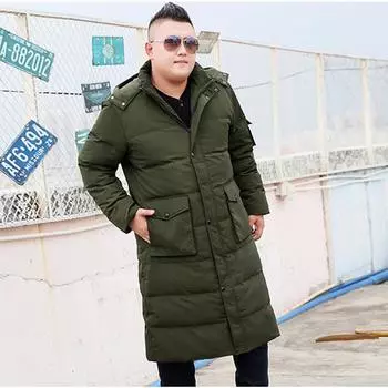 Осенне-зимняя длинная куртка-пуховик, утолщенная хлопковая куртка выше колена, модное мужское повседневное хлопковое пальто S чёрный