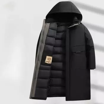 Осенне-зимняя длинная шапка-ушанка, повседневное теплое пальто с хлопковой подкладкой для мужчин среднего возраста, утепленное пальто для папы L хаки