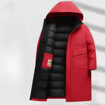 Осенне-зимняя длинная шапка-ушанка, повседневное теплое пальто с хлопковой подкладкой для мужчин среднего возраста, утепленное пальто для папы L хаки