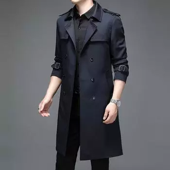 Осенне-зимняя длинная ветровка высокого класса для мужчин среднего возраста, деловой повседневный костюм, воротник, пальто для папы, мужское пальто до колена 170