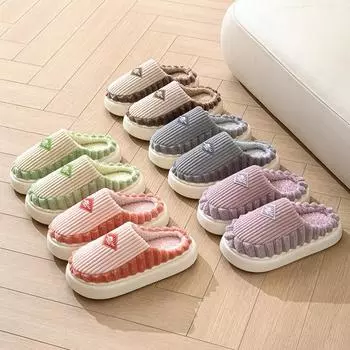 Осенне-зимняя домашняя обувь на толстой подошве, плюшевая, теплая, мягкая, нескользящая, из хлопка 36 розовый