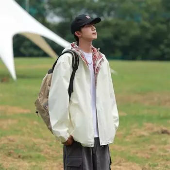 Осенне-зимняя двухсторонняя куртка с капюшоном, два открытых пары, свободное повседневное пальто S хаки