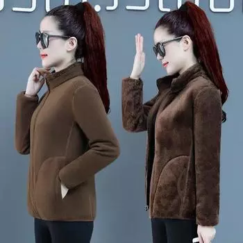 Осенне-зимняя двухсторонняя женская флисовая куртка плюс бархатная утолщенная теплая флисовая куртка кораллового цвета, свитер XXXXXL чёрный