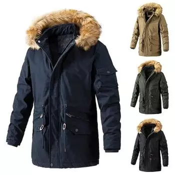 Осенне-зимняя европейская и американская длинная стираная куртка мужская повседневная одежда из бархата, пальто, мужская одежда из иностранной торговли XXL чёрный