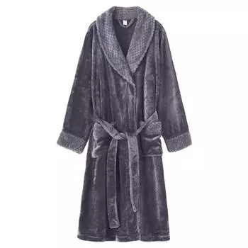 Осенне-зимняя европейская и американская мода с длинными рукавами, утепленная теплая пижама для пар, халат M розовый