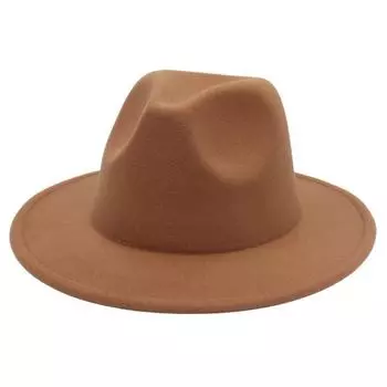 Осенне-зимняя европейская и американская разноцветная фетровая тибетская этническая джазовая шляпа для мужчин и женщин M (56-58cm) бежевый