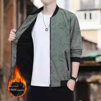 Осенне-зимняя флисовая куртка, мужская утепленная куртка с воротником-стойкой, простая куртка M