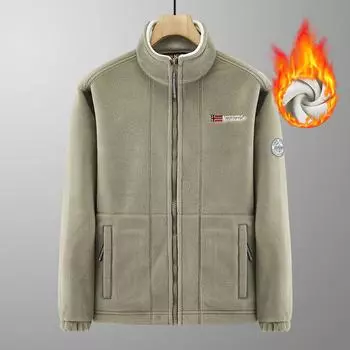 Осенне-зимняя флисовая куртка, верхняя флисовая куртка, мужской кардиган для людей среднего и пожилого возраста, утолщенное пальто большого размера XS серый