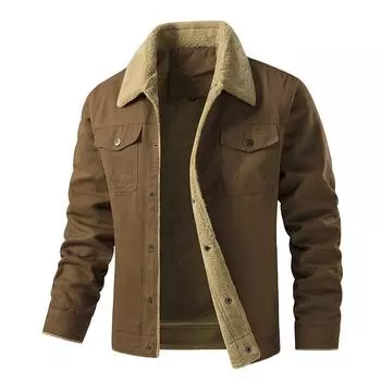 Осенне-зимняя флисовая мужская куртка с множеством карманов, термофлисовое хлопковое нейлоновое пальто Overcome Cotton S чёрный