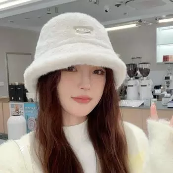 Осенне-зимняя флисовая шапка-ведро женская теплая плюшевая шапка модная универсальная защитная шапка для ушей большая окружность головы шапка-ведро шапка-тазик M56-58cm