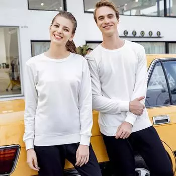 Осенне-зимняя флисовая толстовка с круглым вырезом, повседневный и модный топ с длинными рукавами, модный брендовый однотонный унисекс, плотный и теплый S белый