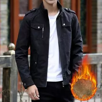 Осенне-зимняя флисовая утолщенная куртка мужская повседневная молодежная куртка для инструментов зимняя куртка большого размера M хаки