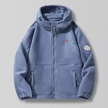 Осенне-зимняя флисовая утолщенная куртка, новая мужская повседневная модная куртка-кардиган с капюшоном для мужчин среднего возраста XS темно-серого