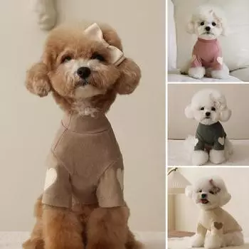 Осенне-зимняя футболка для собак Милая толстовка с капюшоном Love Bear Teddy Dog Cat Pet Love Warm Clothes Дизайнерская одежда для собак L розовый