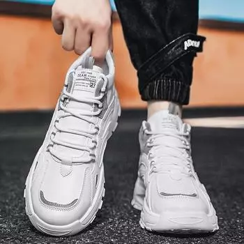 Осенне-зимняя горячая повседневная мужская обувь противоскользящая брендовая спортивная обувь для отдыха и отдыха для молодежи, нишевый дизайн, подчеркивающий маленькие белые туфли 39 серый