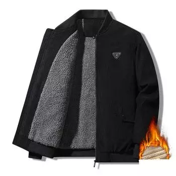 Осенне-зимняя хлопковая куртка для мужчин, ветрозащитная и теплая, толстая мужская бархатная куртка, вельветовая куртка XXXXXL чёрный