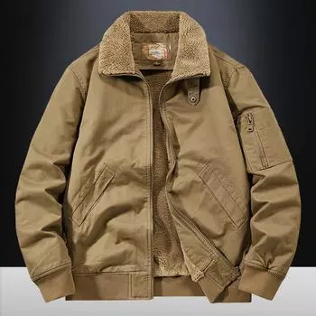 Осенне-зимняя хлопковая куртка мужская деловая повседневная куртка флисовая утолщенная лацканом хлопковое пальто мужское M