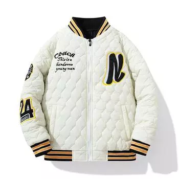 Осенне-зимняя хлопковая куртка мужская повседневная, свободная, универсальная, двухсторонняя бейсбольная куртка XXXL белый