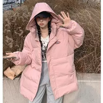 Осенне-зимняя хлопковая куртка-пуховик, короткая модная женская одежда, корейская версия, свободная хлопковая куртка, теплая хлопковая куртка, толстое пальто для отдыха XL белый