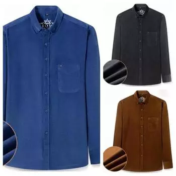 Осенне-зимняя хлопковая мужская вельветовая повседневная рубашка с длинными рукавами S