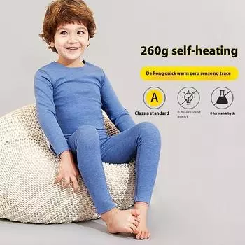 Осенне-зимняя хлопковая осенняя одежда Длинные брюки для учеников младших классов и старших девочек Плотный теплый комплект термобелья 100cm