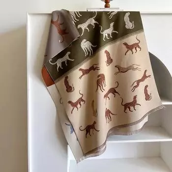 Осенне-зимняя кашемировая шаль из пашмины, женская накидка, теплые шарфы, дизайн с принтом животных и леопарда, женские платки, палантины, буфанда