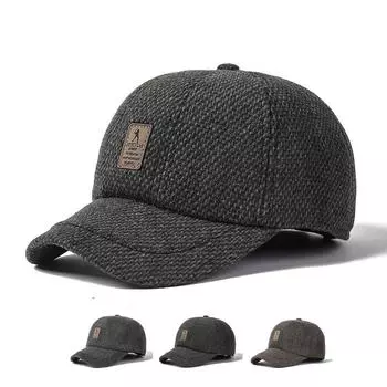 Осенне-зимняя кепка для отца Кепка среднего возраста Кепка для защиты ушей старика Зимняя мужская зимняя кепка Бейсболка кофейный